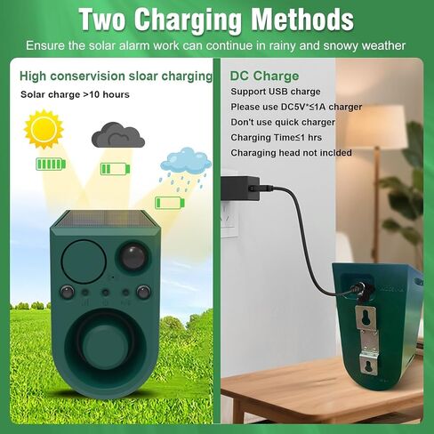 ChunHee Solar Outdoor Motion Sensor Alarm with Dog Barking Alarm Sound, Support Recording and Adjustable Volume, 129db Loud Noise Maker 4 Work Modes Strobe Light for Home, Villa, Farm, Barn (1pack) in Saudi Arabia
