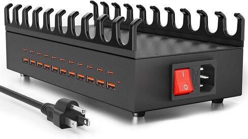 USB~C Charger Block, 300W 22 Port (11 USΒ A & 11 USΒ~C) USB Charging Station for Multiple Devices, Desktop Wall Fast Charger with Storage Dividers, USΒ Power Strip Suitable for Home Office School in Kuwait