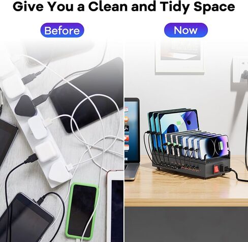 USB~C Charger Block, 300W 22 Port (11 USΒ A & 11 USΒ~C) USB Charging Station for Multiple Devices, Desktop Wall Fast Charger with Storage Dividers, USΒ Power Strip Suitable for Home Office School in Kuwait