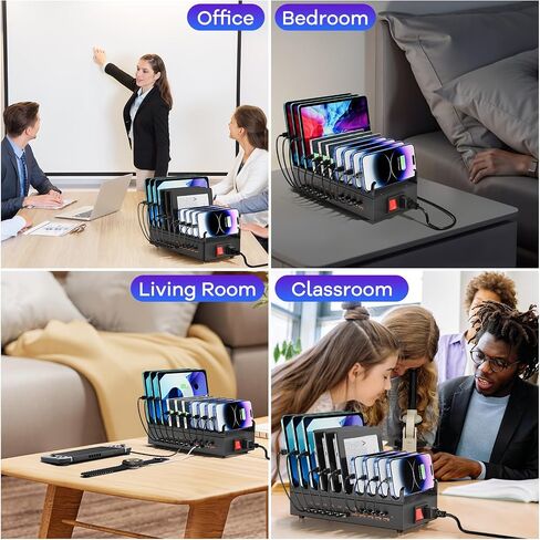 USB~C Charger Block, 300W 22 Port (11 USΒ A & 11 USΒ~C) USB Charging Station for Multiple Devices, Desktop Wall Fast Charger with Storage Dividers, USΒ Power Strip Suitable for Home Office School in Kuwait