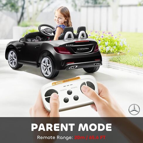 AOSOM Mercedes SLC 300 Kids Corder Carn مع التحكم عن بُعد ، وركوب بطارية 12 فولت يركبون السيارة مع الموسيقى ، والأضواء ، والتعليق لمدة 3-6 سنوات ، أبيض in Kuwait