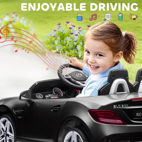AOSOM Mercedes SLC 300 Kids Corder Carn مع التحكم عن بُعد ، وركوب بطارية 12 فولت يركبون السيارة مع الموسيقى ، والأضواء ، والتعليق لمدة 3-6 سنوات ، أبيض in Kuwait
