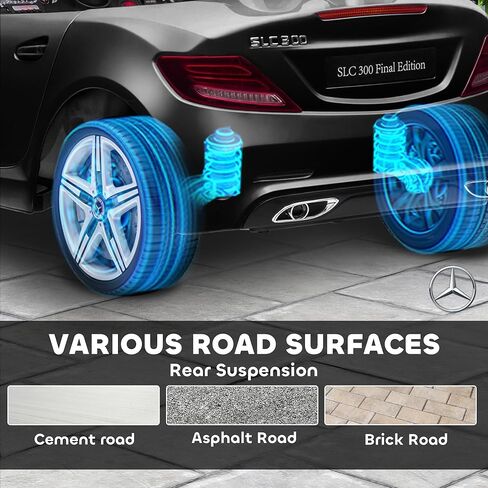 AOSOM Mercedes SLC 300 Kids Corder Carn مع التحكم عن بُعد ، وركوب بطارية 12 فولت يركبون السيارة مع الموسيقى ، والأضواء ، والتعليق لمدة 3-6 سنوات ، أبيض in Kuwait