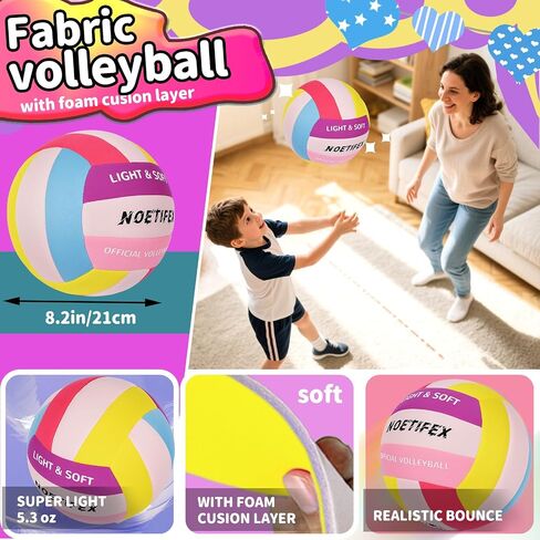 Soft Volleyball-Super Soft Fabric Light Volleyball for Indoor Practice Safe and Quiet Kids Youth Beginners House Yard Training Practice Games(Deflated) in Saudi Arabia