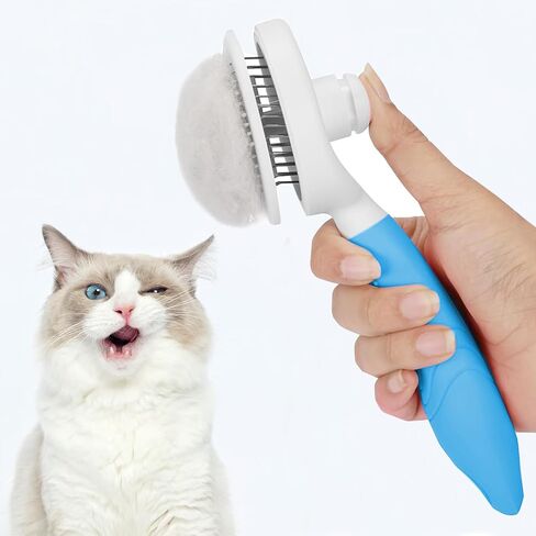 Cat Self Cleaning Slicker Brush, Pets Massage Grooming Brushes for Shedding Dogs Cats Hair Easy to Remove Loose Undercoat with Long or Short Hairs Pet for All Hair Type-Pink in Saudi Arabia