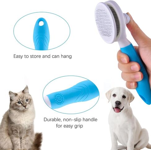 Cat Self Cleaning Slicker Brush, Pets Massage Grooming Brushes for Shedding Dogs Cats Hair Easy to Remove Loose Undercoat with Long or Short Hairs Pet for All Hair Type-Pink in Saudi Arabia