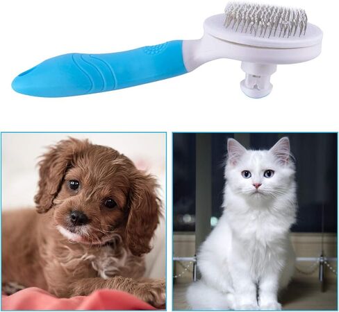 Cat Self Cleaning Slicker Brush, Pets Massage Grooming Brushes for Shedding Dogs Cats Hair Easy to Remove Loose Undercoat with Long or Short Hairs Pet for All Hair Type-Pink in Saudi Arabia