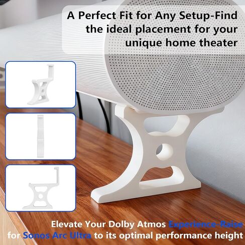 for Sonos Arc Ultra Stand, 5-Height Adjustable Soundbar Riser Base (25-75mm) - Perfect TV Alignment, Sturdy & Ventilated Design, Prevents Audio Blockage for Dolby Atmos, Tool-Free Setup (75mm Black) in Saudi Arabia
