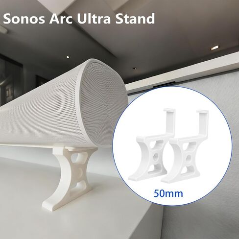 for Sonos Arc Ultra Stand, 5-Height Adjustable Soundbar Riser Base (25-75mm) - Perfect TV Alignment, Sturdy & Ventilated Design, Prevents Audio Blockage for Dolby Atmos, Tool-Free Setup (75mm Black) in Saudi Arabia