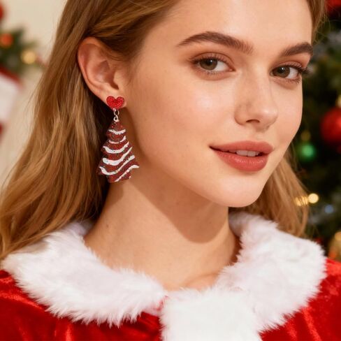Christmas Earrings Set Snowman Dangle Drop Earrings Christmas Tree Jingle Bell Reindeer Snowflake Earrings Xmas Earrings Christmas Jewelry Christmas Gifts in Kuwait