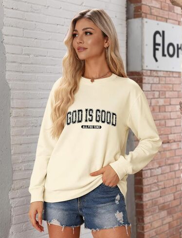 Christian Sweatshirt for Women Jesus Faith Religious Tops Bible Verse Pullover in Saudi Arabia