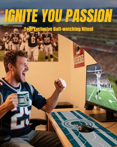 Football Fan Coffee Mug Cup and XXL Keyboard Mouse Pad Set Green Bay Themed Mat Merch Shop Men Women Sport Stuff Gear Apparel Packer Team Desk Decor Dad Boyfriend Bf Christmas Xmas Cool Birthday Gift in Saudi Arabia