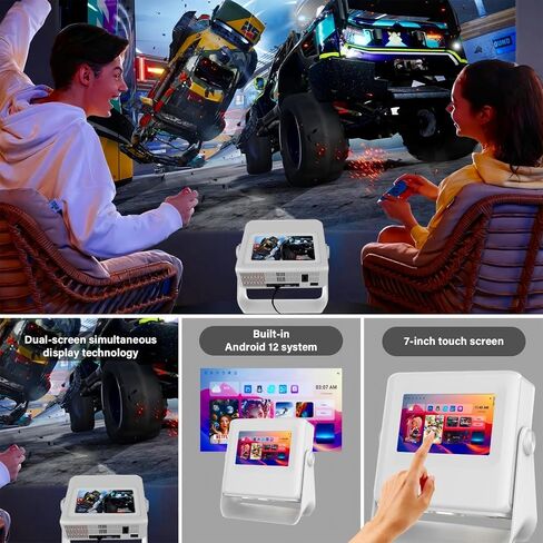 Touchscreen Portable Projector with WiFi6 and Bluetooth, Native 1080P 4K Support Built-in Apps, Dual-band WiFi, Full HD Movie Outdoor Projector, Home Theater Proyector in Saudi Arabia