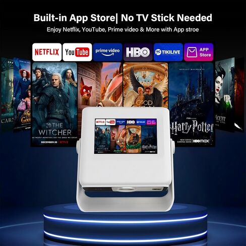 Touchscreen Portable Projector with WiFi6 and Bluetooth, Native 1080P 4K Support Built-in Apps, Dual-band WiFi, Full HD Movie Outdoor Projector, Home Theater Proyector in Saudi Arabia