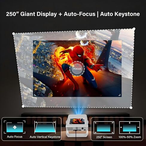 Touchscreen Portable Projector with WiFi6 and Bluetooth, Native 1080P 4K Support Built-in Apps, Dual-band WiFi, Full HD Movie Outdoor Projector, Home Theater Proyector in Saudi Arabia