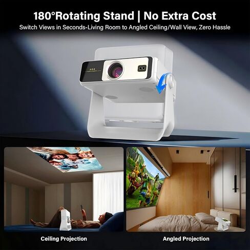 Touchscreen Portable Projector with WiFi6 and Bluetooth, Native 1080P 4K Support Built-in Apps, Dual-band WiFi, Full HD Movie Outdoor Projector, Home Theater Proyector in Saudi Arabia