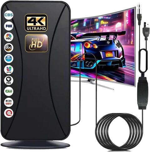 2025 TV Antenna, 650+ Mile Long Range TV Antenna for Smart TVs and All Older TVs, Indoor Outdoor Clear Digital Antenna with 4K 1080p Support - Coaxial Cable and Amplifier in Kuwait