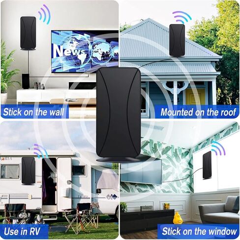 2025 TV Antenna, 650+ Mile Long Range TV Antenna for Smart TVs and All Older TVs, Indoor Outdoor Clear Digital Antenna with 4K 1080p Support - Coaxial Cable and Amplifier in Kuwait