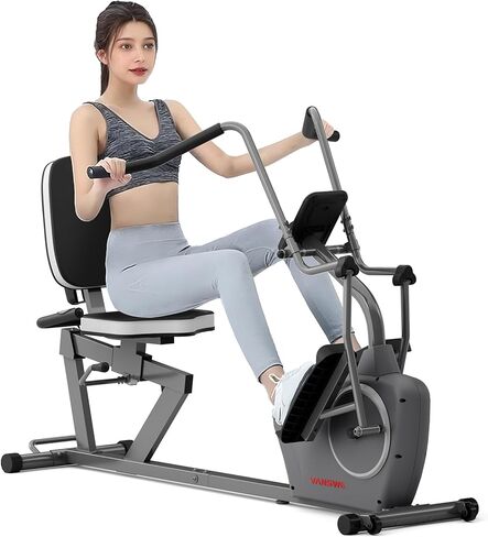 VANSWE Pro Recumbent Elliptical Cross Trainer - دراجة تمارين راقد منخفضة التأثير لكامل الجسم مع تطبيق بلوتوث، مقاومة مغناطيسية، محرك حزام هادئ، سعة 450 رطل لكبار السن وإعادة التأهيل المنزلي in Kuwait