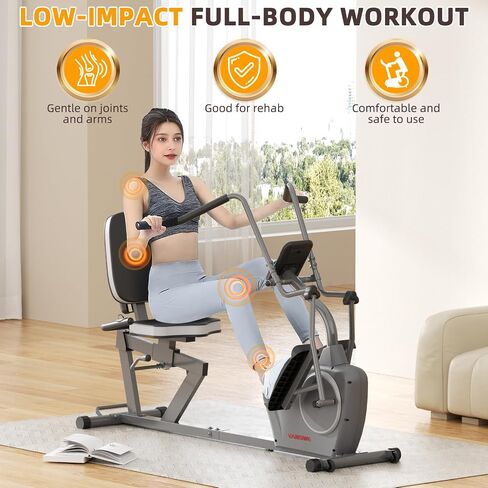 VANSWE Pro Recumbent Elliptical Cross Trainer - دراجة تمارين راقد منخفضة التأثير لكامل الجسم مع تطبيق بلوتوث، مقاومة مغناطيسية، محرك حزام هادئ، سعة 450 رطل لكبار السن وإعادة التأهيل المنزلي in Kuwait