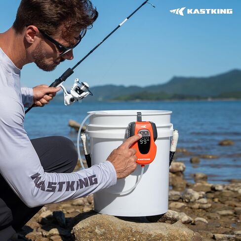 KastKing Updated Li3 Bait Aerator Pump - Rechargeable Battery, Real-Time Display, Multiple Airflow Settings, Aerator for Fish and Bait Buckets in Saudi Arabia