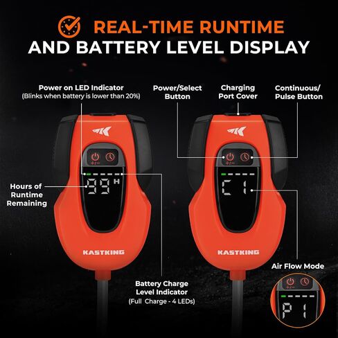 KastKing Updated Li3 Bait Aerator Pump - Rechargeable Battery, Real-Time Display, Multiple Airflow Settings, Aerator for Fish and Bait Buckets in Saudi Arabia