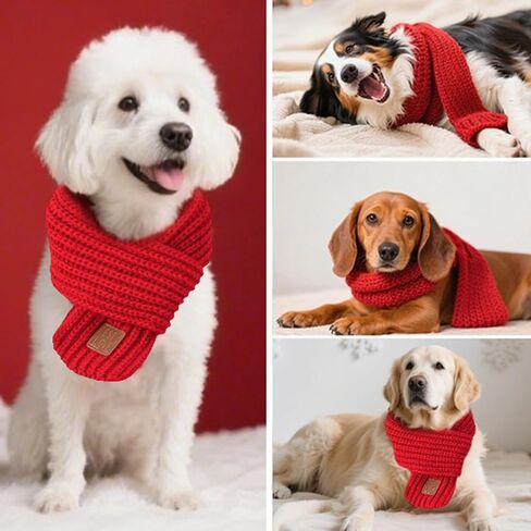 Dog Scarf, 2 Pack Dog Warm Bandanas, Christmas Winter Holiday Decoration Scarf for Small Medium Large Dogs (Red, Green) (red&red) in Saudi Arabia