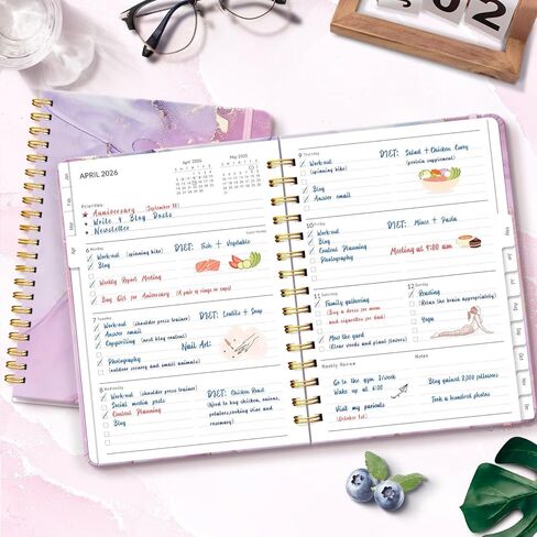 Lonely Oak Academic Planner 2025-2026 ، مخطط التقويم الأسبوعي والشهري 6.18 "× 8.5" مع علامات التبويب وجدول أعمال SPORAL SELAY A5 من يوليو 2025 إلى يونيو 2026 للطالب والمعلم (الرخام السماوي) in Kuwait