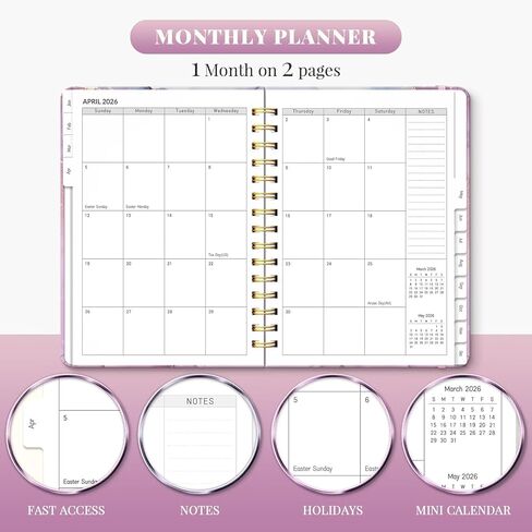 Lonely Oak Academic Planner 2025-2026 ، مخطط التقويم الأسبوعي والشهري 6.18 "× 8.5" مع علامات التبويب وجدول أعمال SPORAL SELAY A5 من يوليو 2025 إلى يونيو 2026 للطالب والمعلم (الرخام السماوي) in Kuwait
