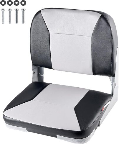 VEVOR Boat Seat, Low Backrest, Folding Fishing Boat Seat with Thickened Sponge Cushion & Waterproof PVC Leather, Aluminum Alloy Hinges, Flip Up Boat Seat for Fishing Boats, Yachts, Ships, White in Saudi Arabia