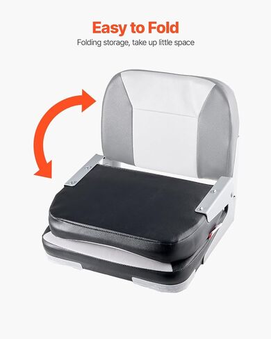 VEVOR Boat Seat, Low Backrest, Folding Fishing Boat Seat with Thickened Sponge Cushion & Waterproof PVC Leather, Aluminum Alloy Hinges, Flip Up Boat Seat for Fishing Boats, Yachts, Ships, White in Saudi Arabia