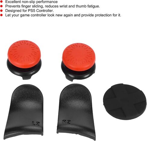 Thumb Stick Grip Cap, Extended Trigger Joystick Cover Wearresisting for Game Controller for Gamepad (Red) in Saudi Arabia