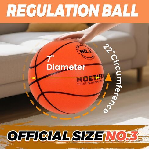 Silent Basketball Size 7 (29.5") – High-Density Foam PU Indoor Basketball 580g, Real Feel & Bounce Like Official Ball, Quiet Dribbling Training Ball, No-Compression Delivery No Crease in Saudi Arabia
