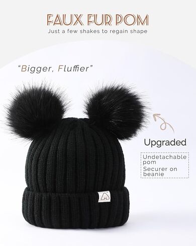 Hat Hut Winter Hats for Women Satin Lined Beanie Hats for Women Knit Ski Hat Winter Cap for Women Pom Pom Beanie in Kuwait