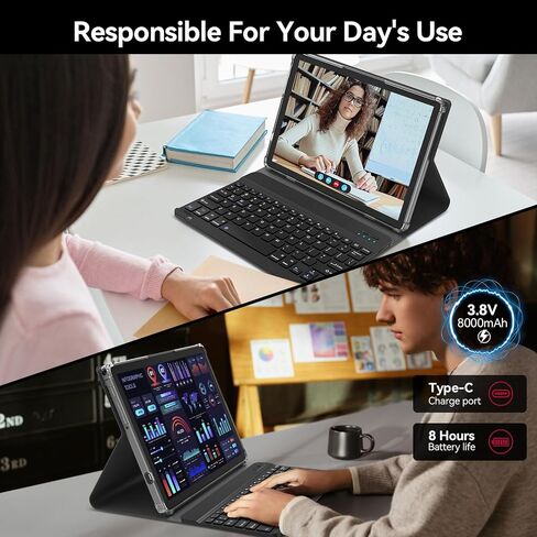 Android 15 Tablet 11 inch, 2025 Latest Tablets with 16GB RAM 128GB ROM 1TB Expand, Tablet with Keyboard, 8000mAh Battery, Octa-Core MTK 8786 Tableta with 21 MP Camera, 11" Incell Screen in Saudi Arabia