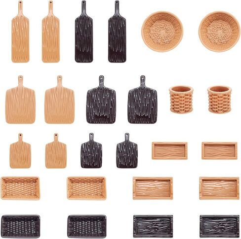 20Pcs Miniature Dollhouse Basket Food Bread Rattan Basket Resin Cabochons Tiny Things Stuff Accessories 1.42 x 0.95 Inches for Micro Garden Landscape Decoration in Saudi Arabia