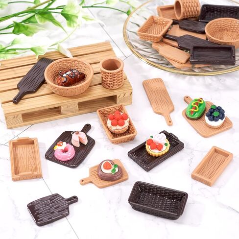 20Pcs Miniature Dollhouse Basket Food Bread Rattan Basket Resin Cabochons Tiny Things Stuff Accessories 1.42 x 0.95 Inches for Micro Garden Landscape Decoration in Saudi Arabia