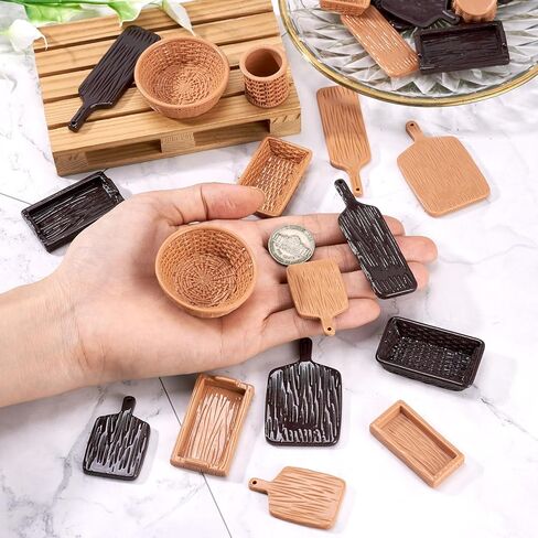 20Pcs Miniature Dollhouse Basket Food Bread Rattan Basket Resin Cabochons Tiny Things Stuff Accessories 1.42 x 0.95 Inches for Micro Garden Landscape Decoration in Saudi Arabia