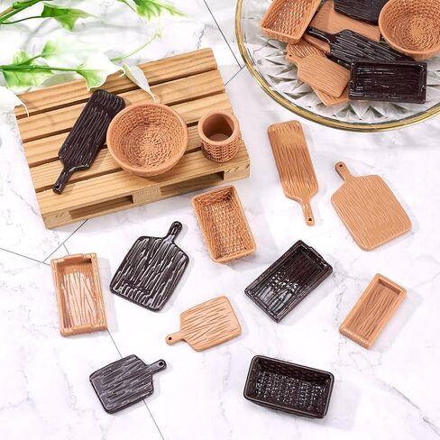 20Pcs Miniature Dollhouse Basket Food Bread Rattan Basket Resin Cabochons Tiny Things Stuff Accessories 1.42 x 0.95 Inches for Micro Garden Landscape Decoration in Saudi Arabia