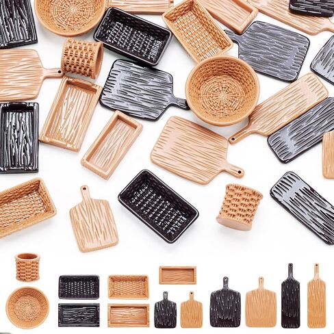 20Pcs Miniature Dollhouse Basket Food Bread Rattan Basket Resin Cabochons Tiny Things Stuff Accessories 1.42 x 0.95 Inches for Micro Garden Landscape Decoration in Saudi Arabia