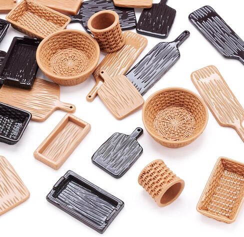 20Pcs Miniature Dollhouse Basket Food Bread Rattan Basket Resin Cabochons Tiny Things Stuff Accessories 1.42 x 0.95 Inches for Micro Garden Landscape Decoration in Saudi Arabia