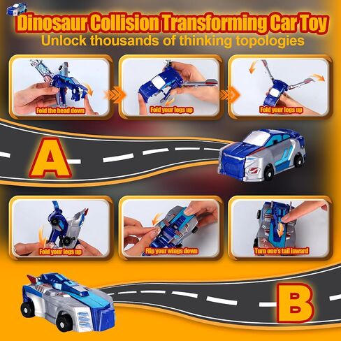 Magnetic Transforming Cars Toy, Collision Transforming Car Robot Toys, Automatic Deformation of Magnetic Connections Racing Car Set for Girls Age 3-6 Years Old Party Birthday (Blue A) in Saudi Arabia