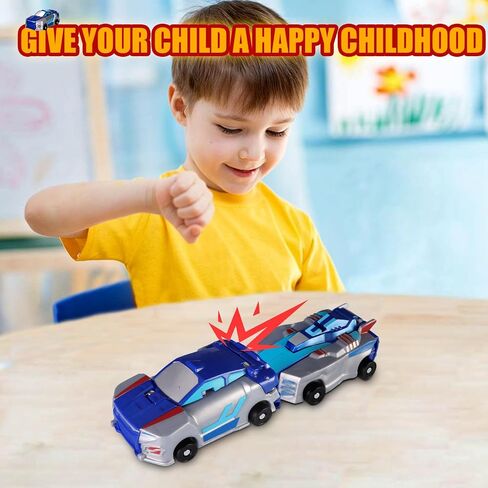 Magnetic Transforming Cars Toy, Collision Transforming Car Robot Toys, Automatic Deformation of Magnetic Connections Racing Car Set for Girls Age 3-6 Years Old Party Birthday (Blue A) in Saudi Arabia