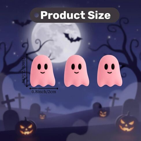 60pcs Ghost Flatback راتنج سحر - الهالوين Mini Kawaii Grimace Ghost Cabochons لحرف DIY ، علبة الهاتف ، مقطع شعر ، صنع مجوهر in Kuwait