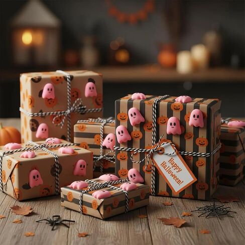 60pcs Ghost Flatback راتنج سحر - الهالوين Mini Kawaii Grimace Ghost Cabochons لحرف DIY ، علبة الهاتف ، مقطع شعر ، صنع مجوهر in Kuwait