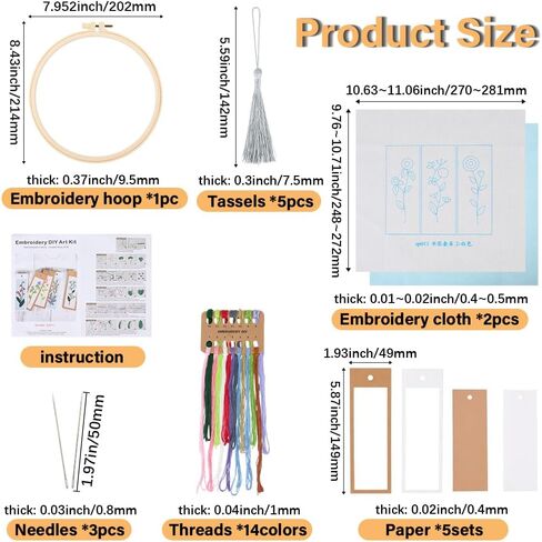 SUNNYCLUE DIY 5 Sets Embroidery Bookmark Set Bookmark Making Kit Instruction Included Cross Stitch Bookmark Floral Plant Flower Counted Cross Stitch Kits for Beginners Adults School Office Gifts Craft in Saudi Arabia