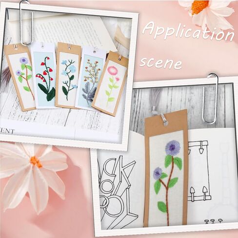 SUNNYCLUE DIY 5 Sets Embroidery Bookmark Set Bookmark Making Kit Instruction Included Cross Stitch Bookmark Floral Plant Flower Counted Cross Stitch Kits for Beginners Adults School Office Gifts Craft in Saudi Arabia