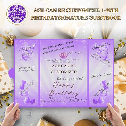 Black Gold 1st-99th Happy Birthday Party Decorations 18"x12" Birthday Guest Book for Men Women Suitable for All Ages Birthday Gifts Birthday Card in Kuwait