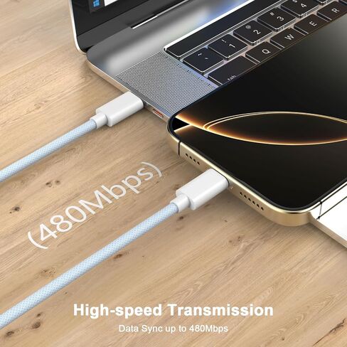 [MFi Certified] 10FT Long USB C to USB C Charging Cable Cord for iPhone 16/16 Plus/16 Pro/16 Pro Max/15/15 Plus/15 Pro/15 Pro Max/Galaxy/Pixel, 60W Woven iPhone 16 Charger Cord, Blue in Saudi Arabia