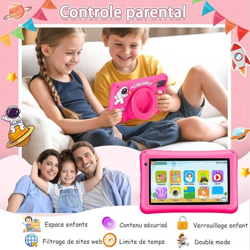 تابلت للأطفال 7 بوصة مع حافظة مضادة للصدمات أندرويد 13 ثماني النواة 8+64 جيجابايت واي فاي 6، وضع التحكم الأبوي، هدية تعليمية للأولاد والبنات - أزرق in Saudi Arabia
